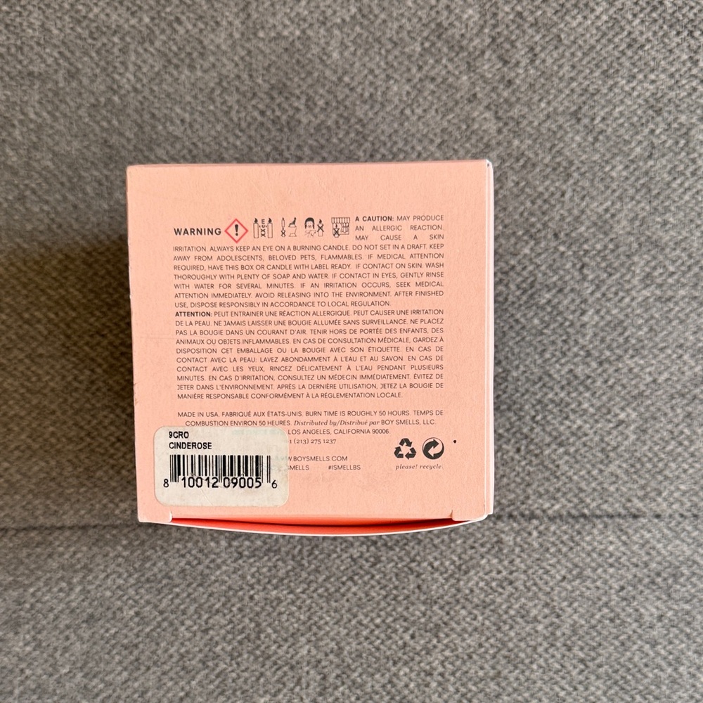 NWT boy smells Cinderose Scented Candle 8.5oz - Picture 3 of 4